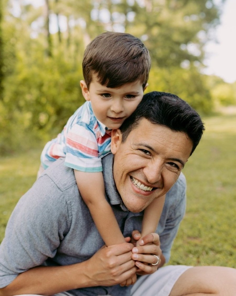 Mason Miranda with his son